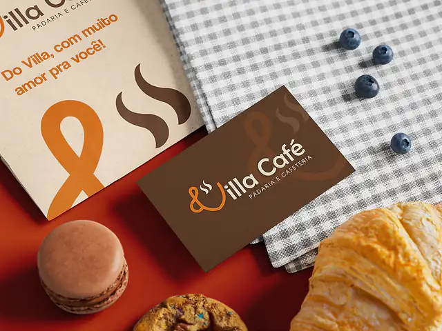 Cartão de visita e embalagem da Villa Café